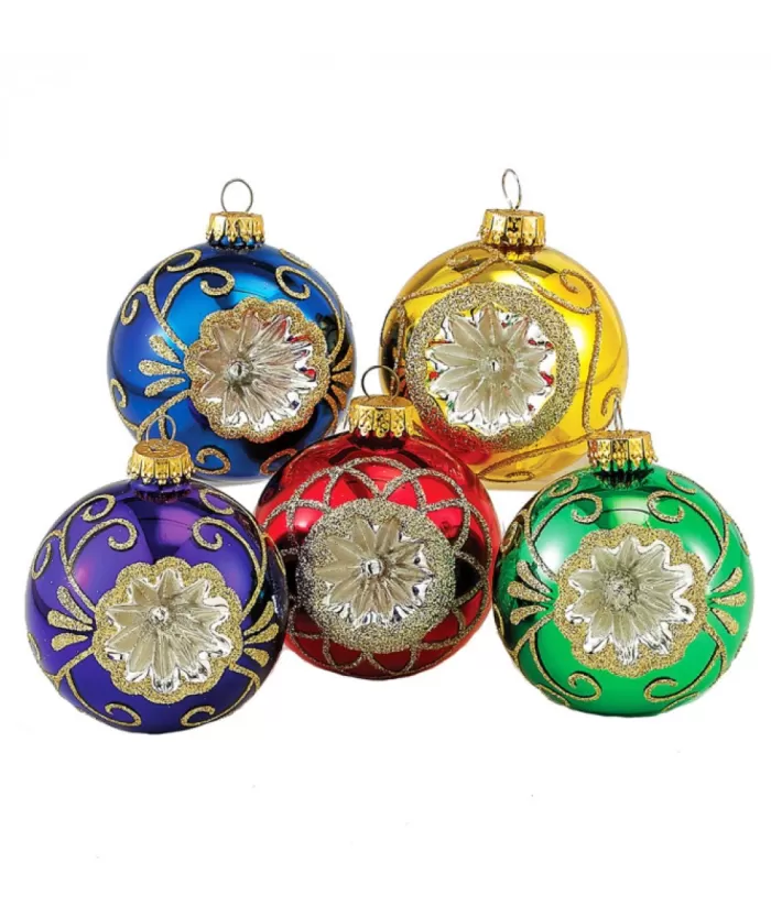 Boutique de Noël Santa'S Workshop*60Mm Multicolored Glass Reflector Ornaments
