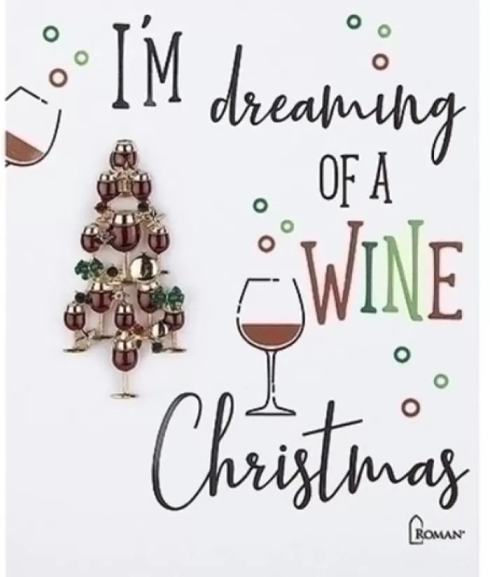 Clearance Christmas Wine Lovers Brooch, "I'M Dreaming Of A Wine Christmas" Jewelry