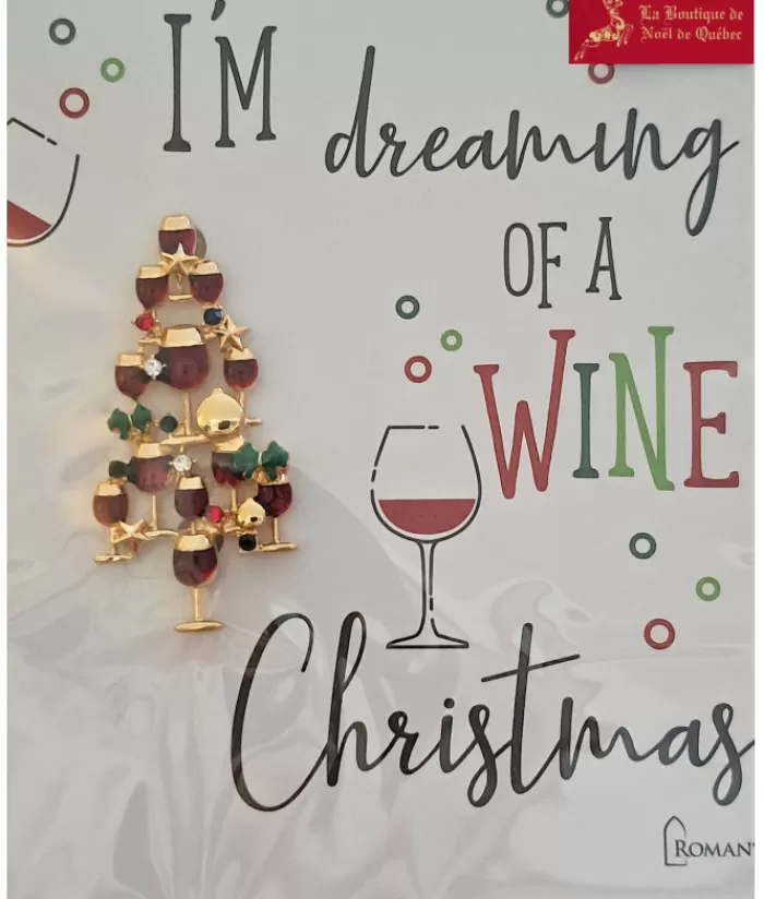 Clearance Christmas Wine Lovers Brooch, "I'M Dreaming Of A Wine Christmas" Jewelry