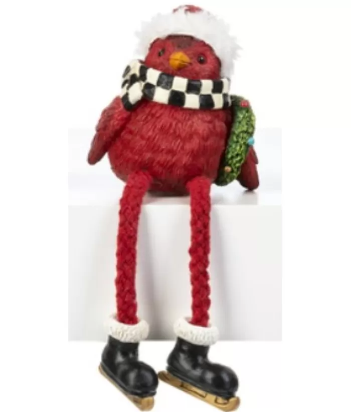 Boutique de Noël Miscellaneous*Cozy Cardinal With Checkered Scarf, Table Decoration, 4" Tall