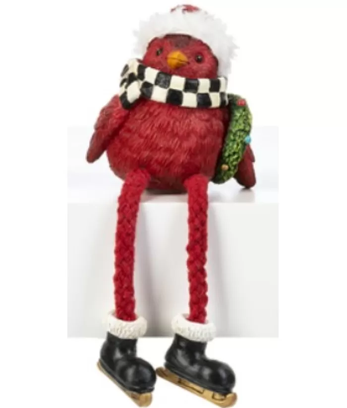 Sale Cozy Cardinal With Checkered Scarf, Table Decoration, 4" Tall Animals