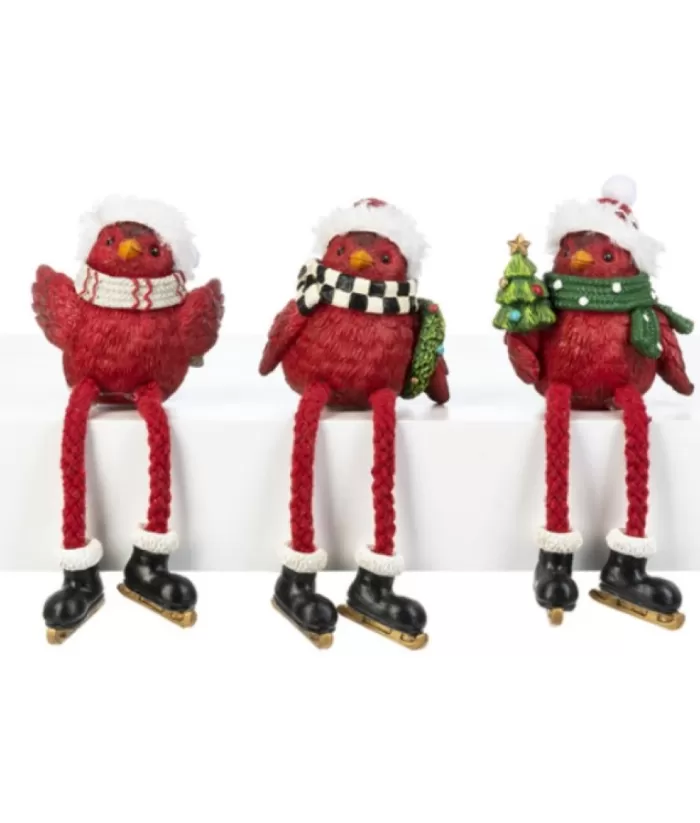 Boutique de Noël Miscellaneous*Cozy Cardinal With Checkered Scarf, Table Decoration, 4" Tall