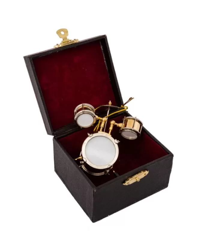 Hot Drum Kit In Metal, 4"Ornament In Black Jewel Box Hobbies & Professions