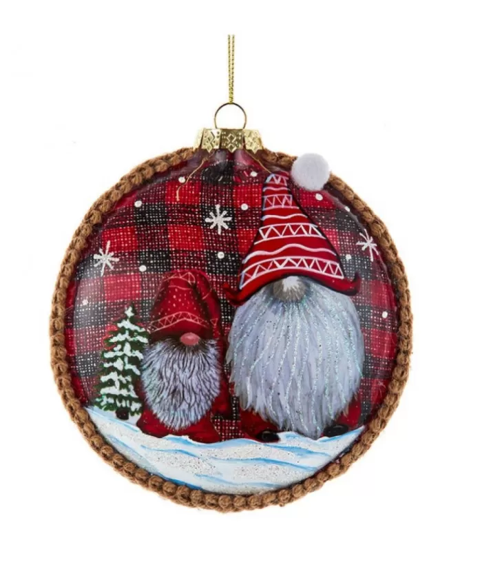 Boutique de Noël Varied Shapes*Glass Disk Ornament, With Gnomes