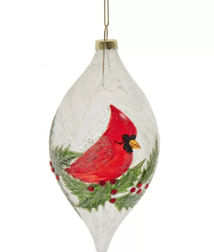 Boutique de Noël Varied Shapes*Glass Finial Ornament With Cardinal