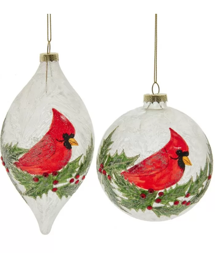 Boutique de Noël Varied Shapes*Glass Finial Ornament With Cardinal