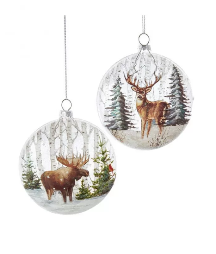 Online Glass Ornament, Deer In Woods, Disc Shaped. Animals