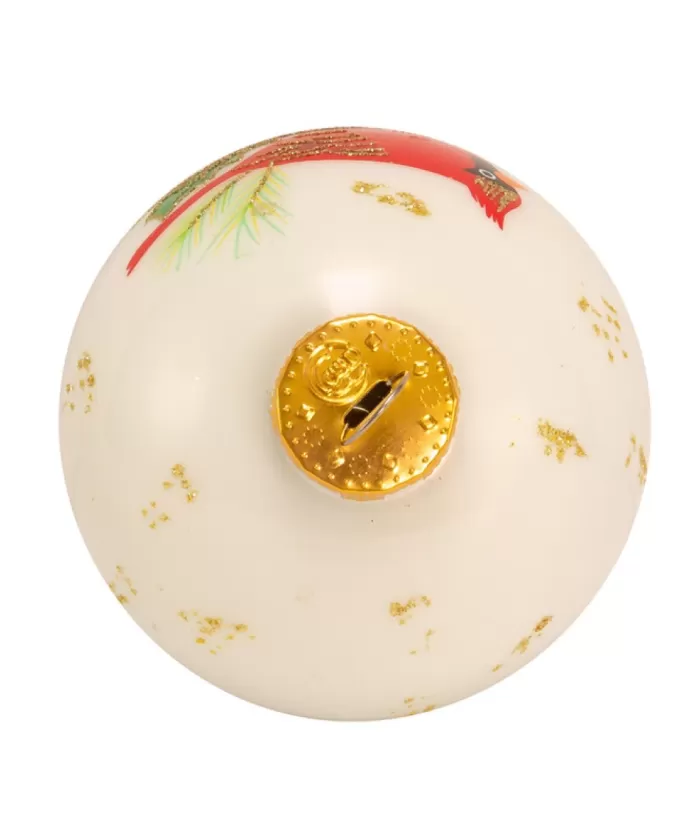 Boutique de Noël Glass Ball Boxes*Glass Ornament With Red Cardinal Decoration, 80Mm, 6 Per Box
