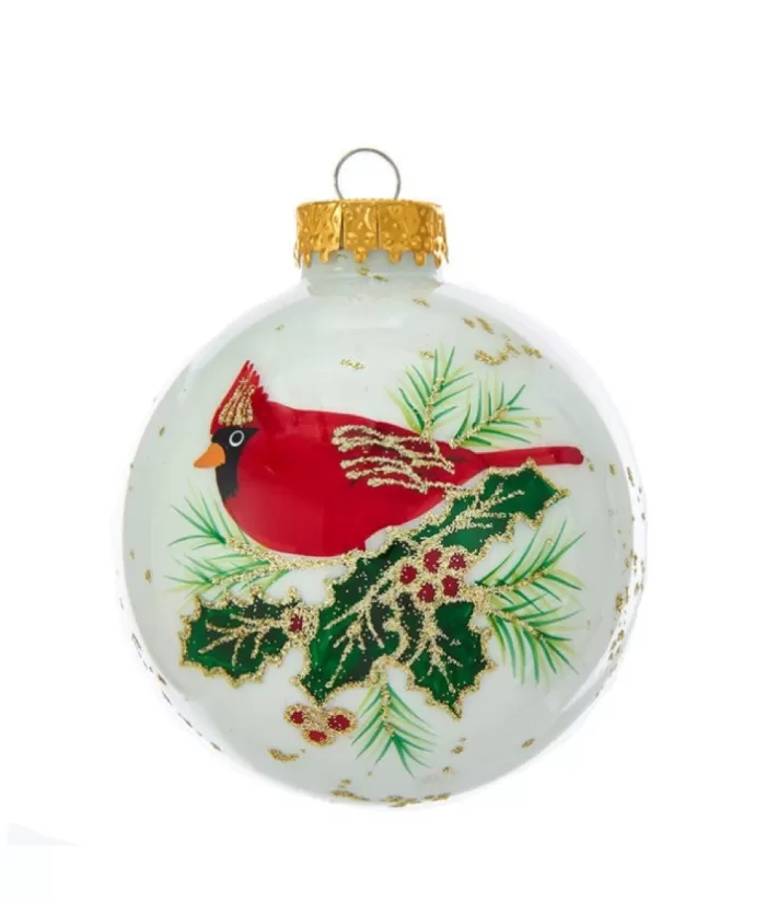 Boutique de Noël Glass Ball Boxes*Glass Ornament With Red Cardinal Decoration, 80Mm, 6 Per Box
