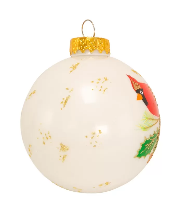 Boutique de Noël Glass Ball Boxes*Glass Ornament With Red Cardinal Decoration, 80Mm, 6 Per Box