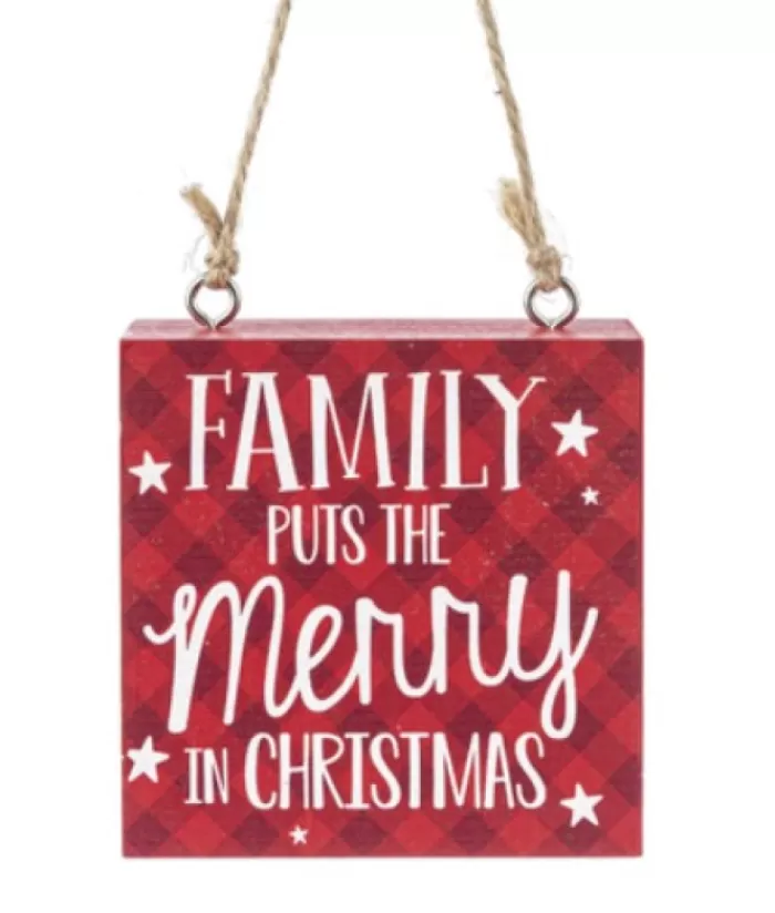 Flash Sale Ornament , Plaque, With Message "Family Puts The Merry In Christmas" Sweet Sentiments