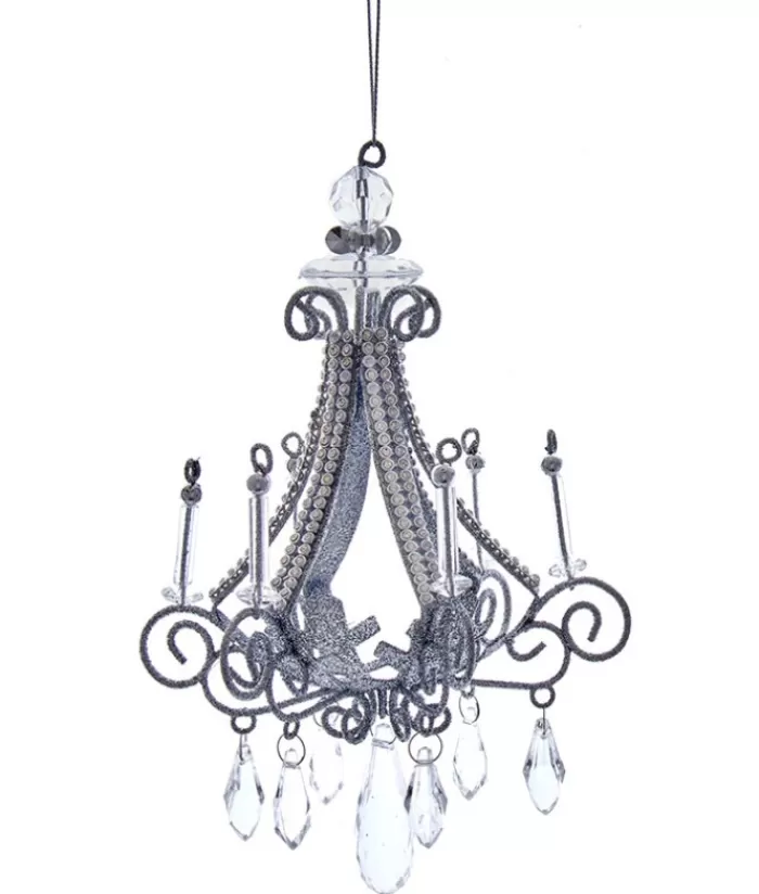 Outlet Ornament, Elegant Silver Chandelier, Measures 7 Inches Seasons Of Elegance