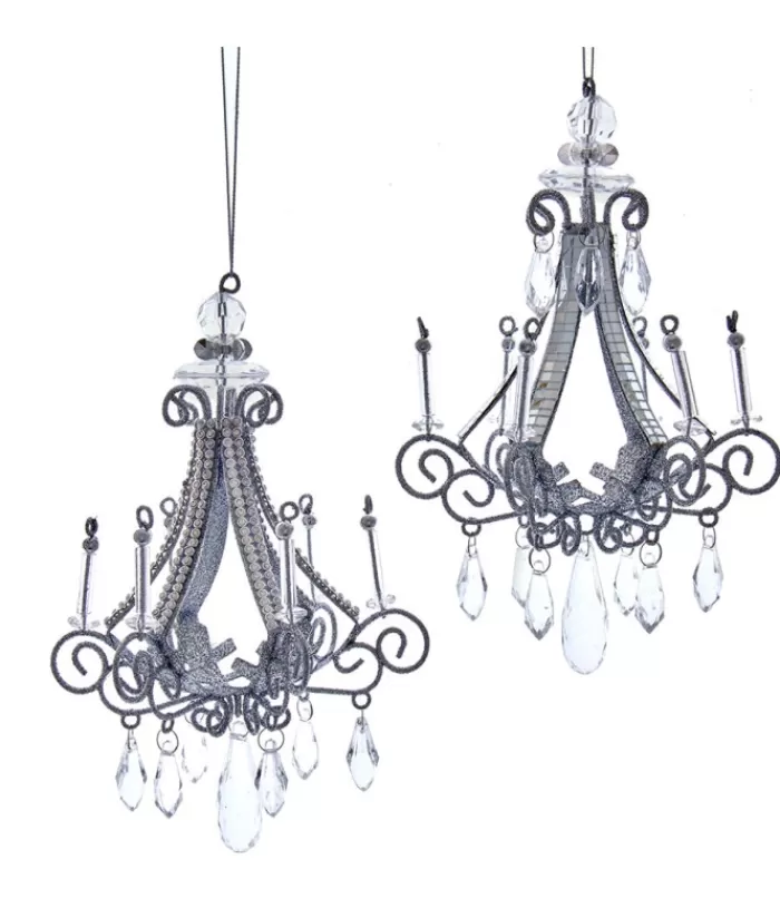 Outlet Ornament, Elegant Silver Chandelier, Measures 7 Inches Seasons Of Elegance