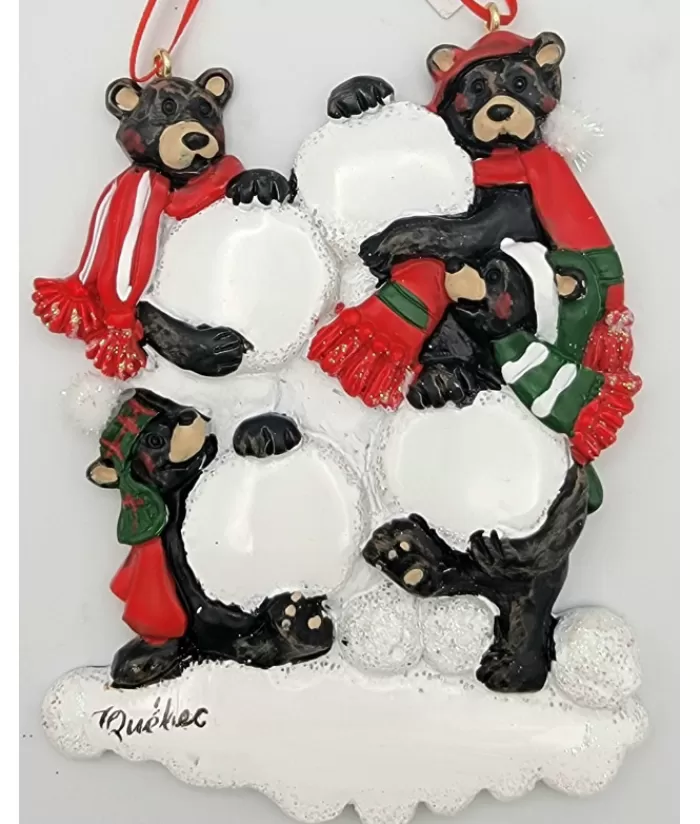Fashion Ornament, Family Of Four Black Bears Animals