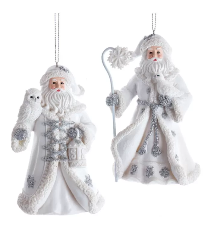Boutique de Noël Winter Wonderland*Ornament, Father Christmas In Silver And White With A White Bird