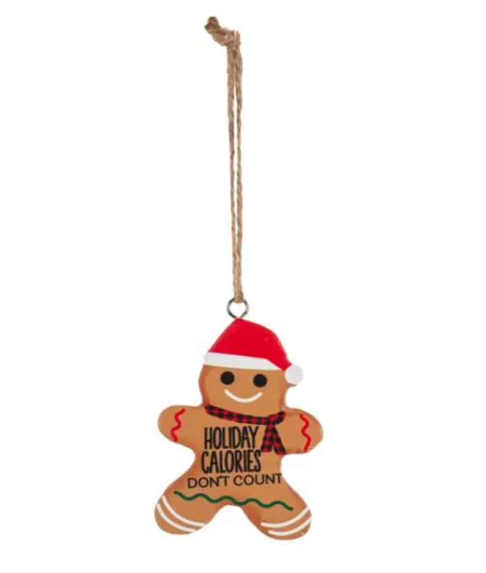 Flash Sale Ornament, Festive Gingerbread Man, With Message "Holiday Calories Don'T Count" Family & Friends