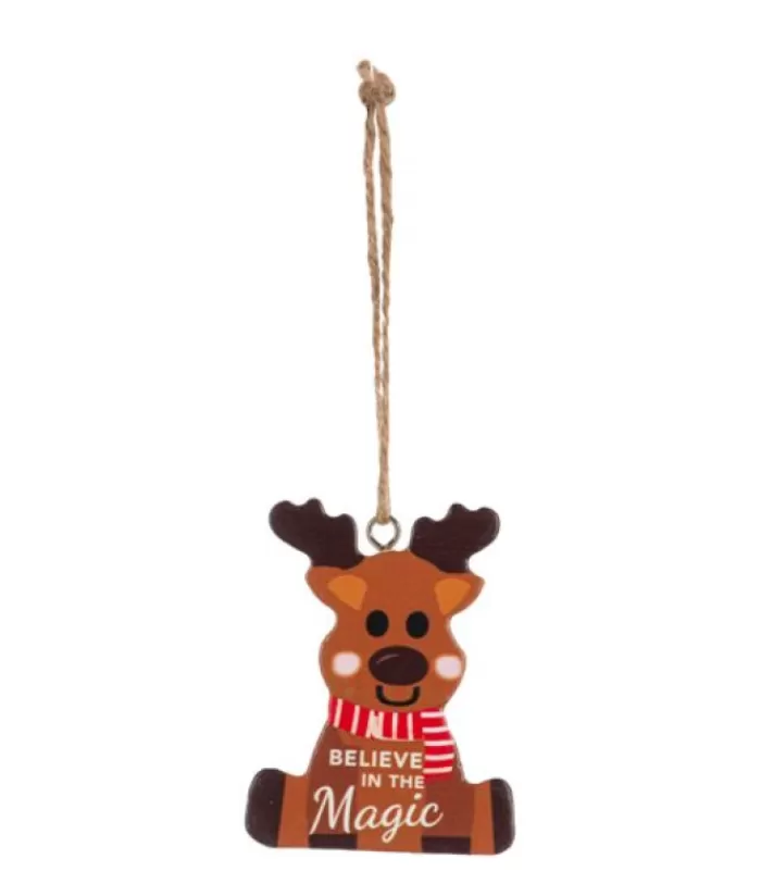 Flash Sale Ornament, Festive Reindeer, With Message "Believe In The Magic" Family & Friends