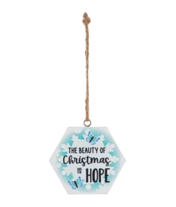 Discount Ornament, Festive Snowflake, With Message "The Beauty Of Christmas Is Hope" Snowflakes & Stars