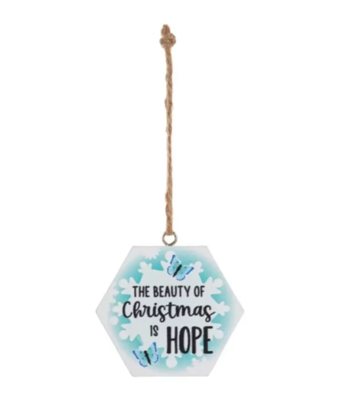 Boutique de Noël Winter Wonderland*Ornament, Festive Snowflake, With Message "The Beauty Of Christmas Is Hope"