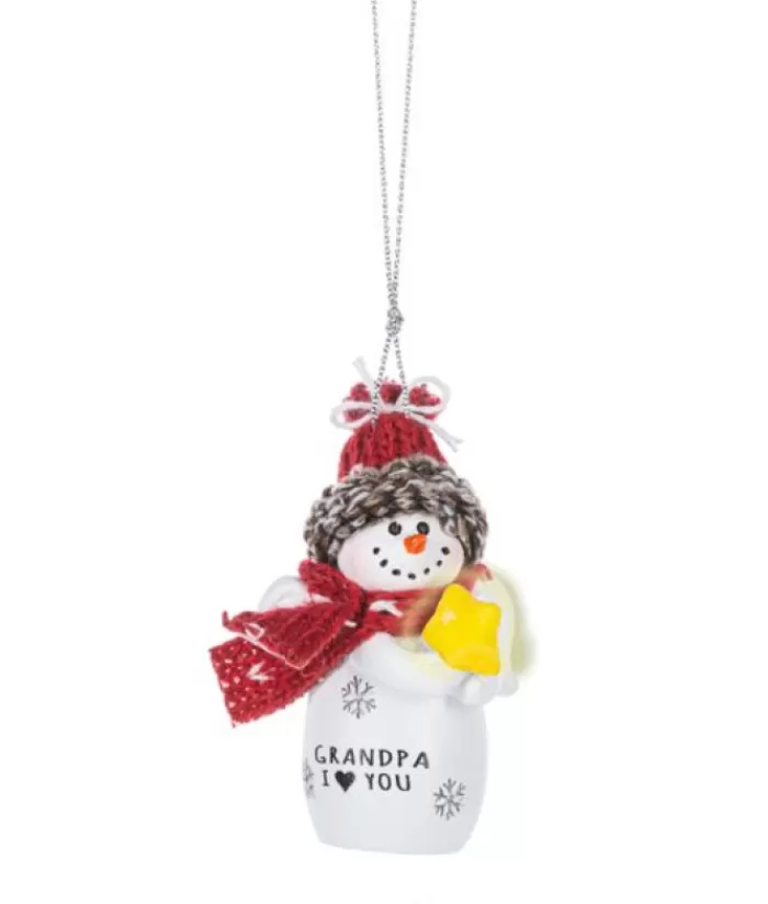 Discount Ornament, Festive Snowman With Message "Grandpa, I Love You" Sweet Sentiments
