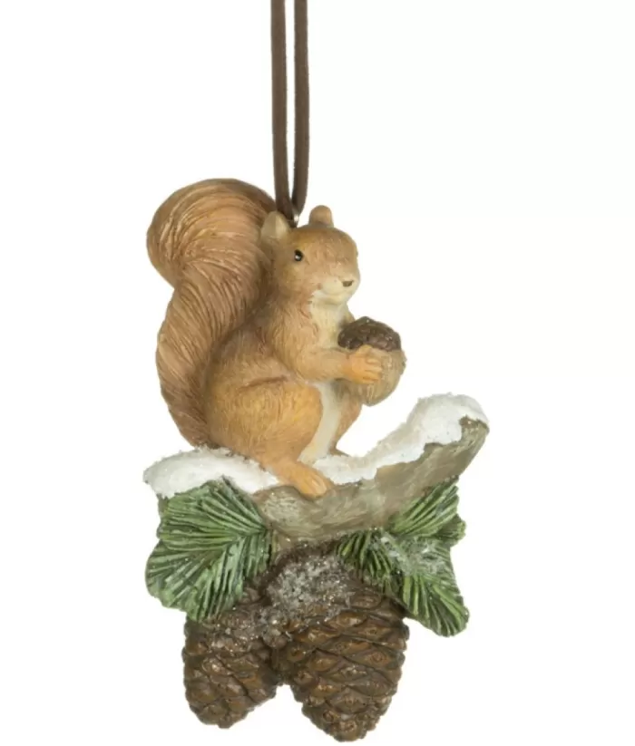 Boutique de Noël Enchanted Forest*Ornament, Forest Squirrel On Branch With Pine Cones