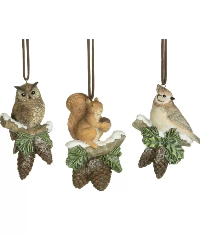 Flash Sale Ornament, Forest Squirrel On Branch With Pine Cones Dogs