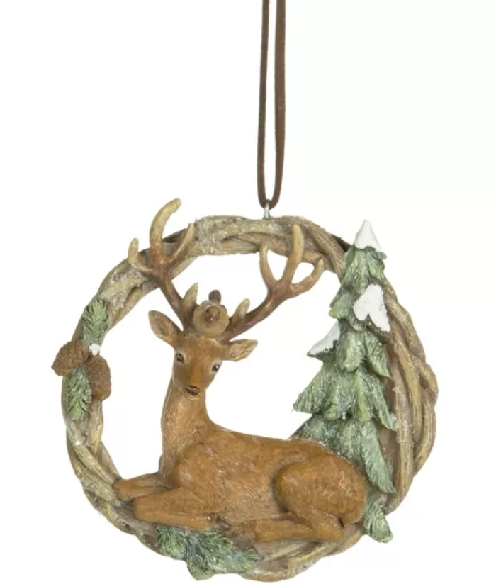 Flash Sale Ornament, Garland Featuring Stag And Pine Tree. Animals
