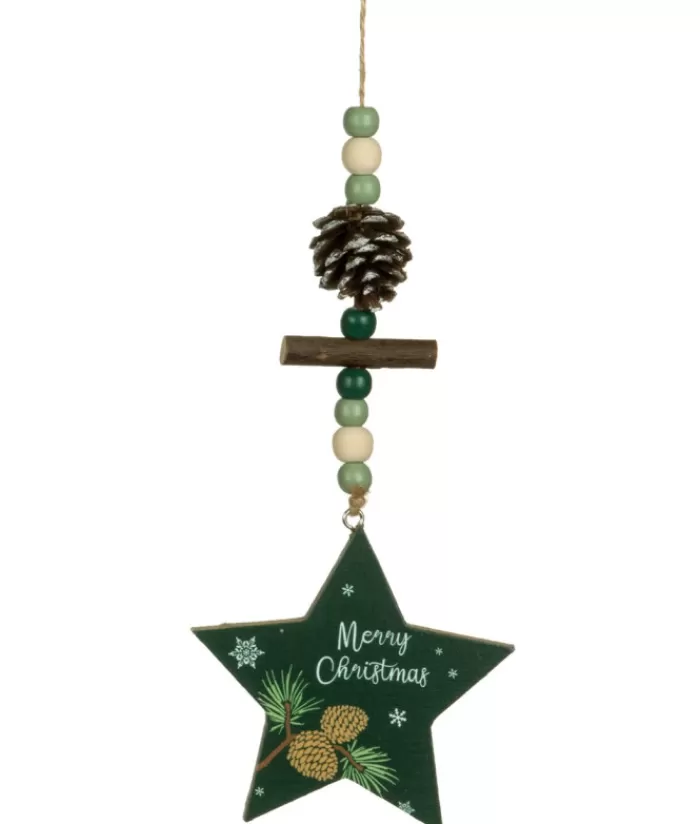Flash Sale Ornament, Green Star Shape With Motif And Decoration Family & Friends