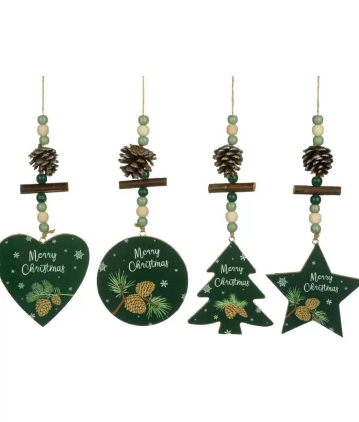 Boutique de Noël Rustic*Ornament, Green Star Shape With Motif And Decoration