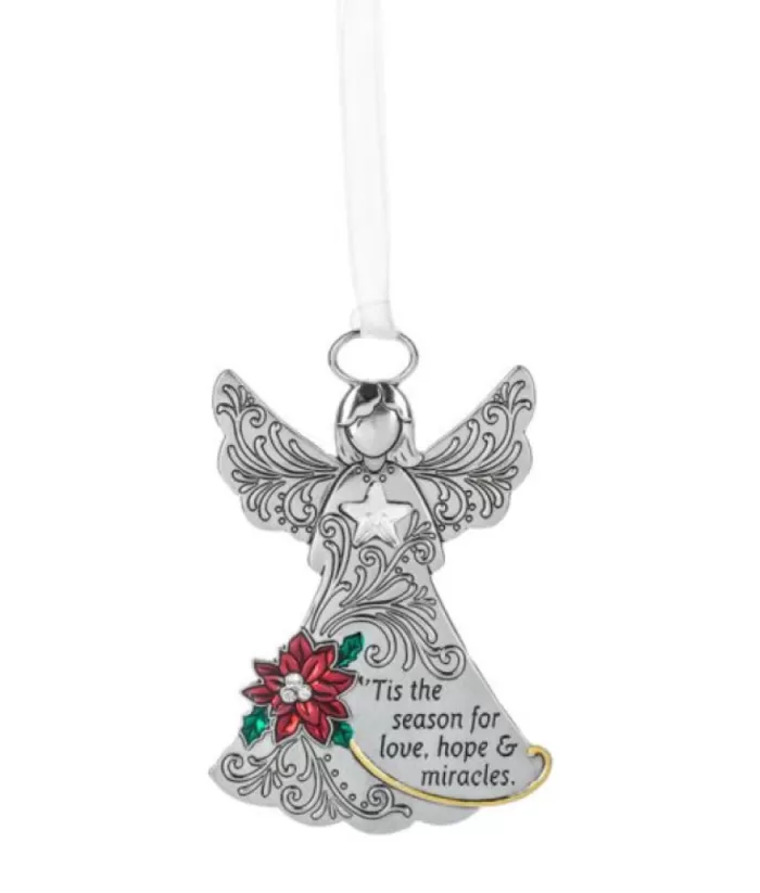 Boutique de Noël Family & Friends*Ornament, In Pewter, With Message "Tis The Season For Love, Hope And Miracles"
