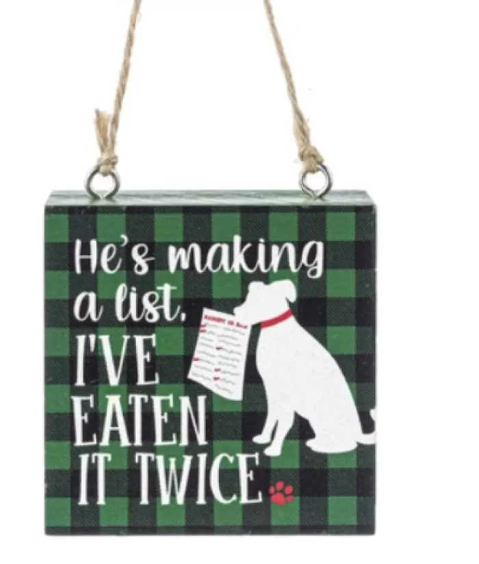 Cheap Ornament, Plaque, With Message "He'S Making A List, I`Ve Eaten It Twice" Animals