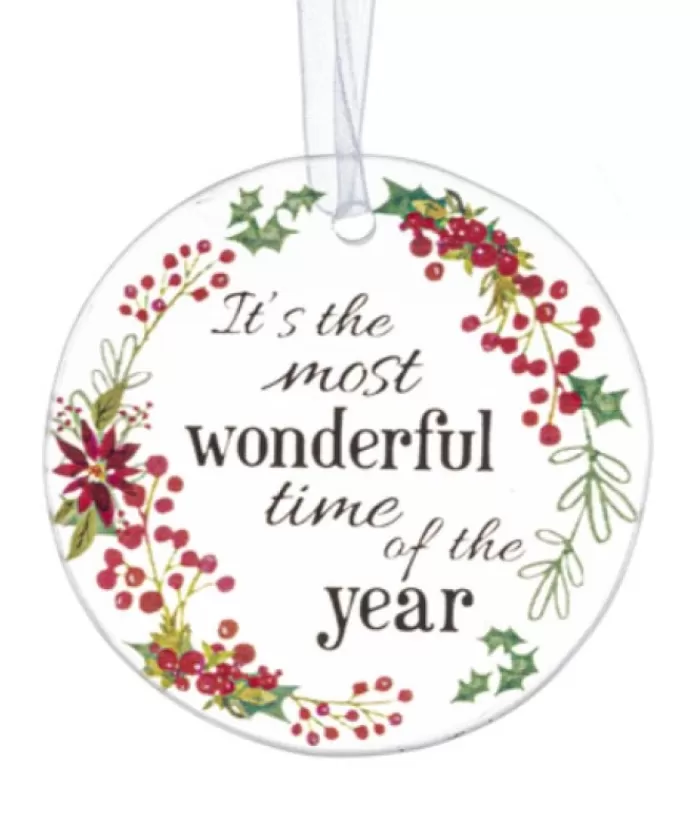 Flash Sale Ornament, Plaque, With Message "It'S The Most Wonderful Time Of The Year" Family & Friends