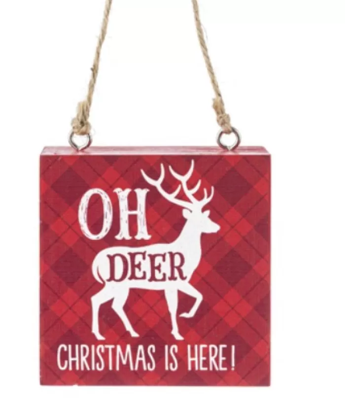 Flash Sale Ornament, Plaque, With Message "Oh Deer, Christmas Is Here!" Family & Friends