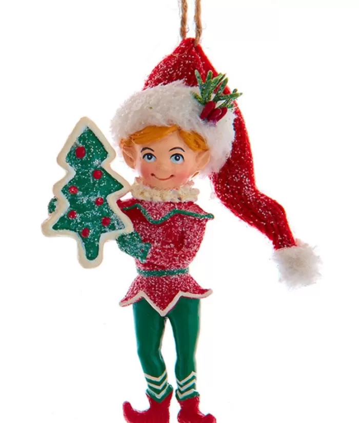 Boutique de Noël Santa'S Workshop*Ornament, "Red Hat" Christmas Elf With Miniature Xmas Tree