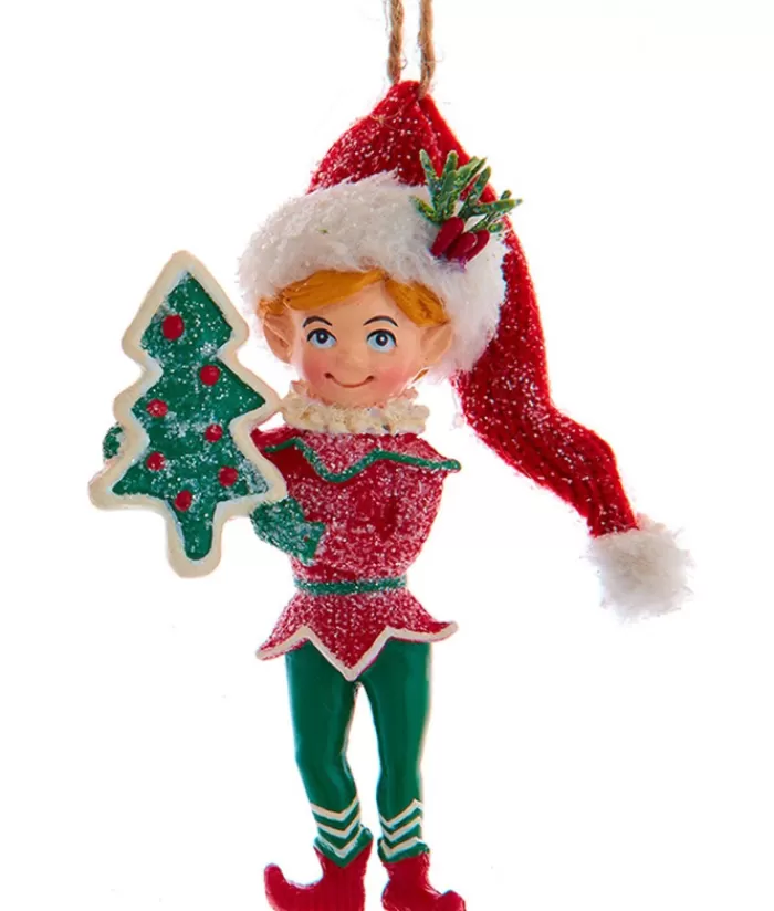 Flash Sale Ornament, "Red Hat" Christmas Elf With Miniature Xmas Tree Gnomes & Elves