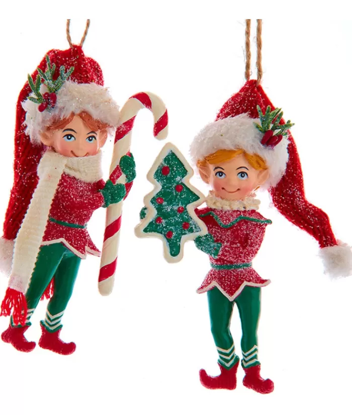 Flash Sale Ornament, "Red Hat" Christmas Elf With Miniature Xmas Tree Gnomes & Elves
