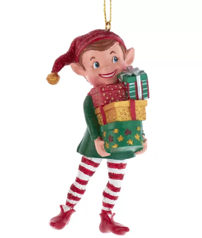 Cheap Ornament, "Red Hat", Elf With An Armful Of Gifts Red Hats
