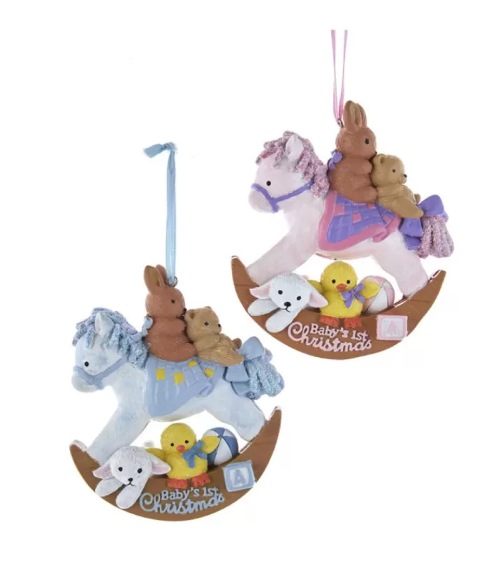Boutique de Noël Family & Friends*Ornament, Rocking Horse And Stuffed Animals. "Baby'S First Christmas"