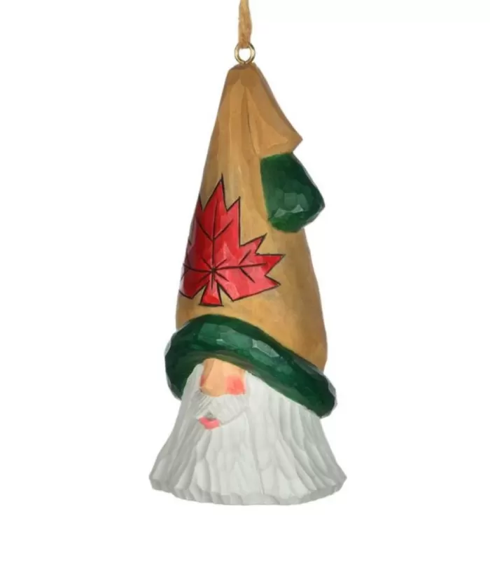 Boutique de Noël Rustic*Ornament, Santa Head With Maple Leaf Hat, Souvenir Of Canada.