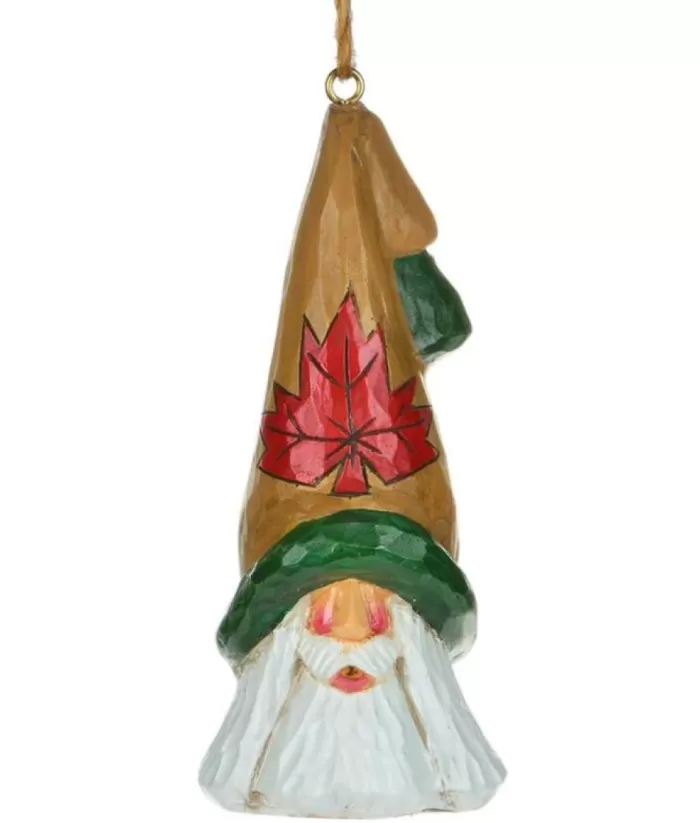 Boutique de Noël Rustic*Ornament, Santa Head With Maple Leaf Hat, Souvenir Of Canada.