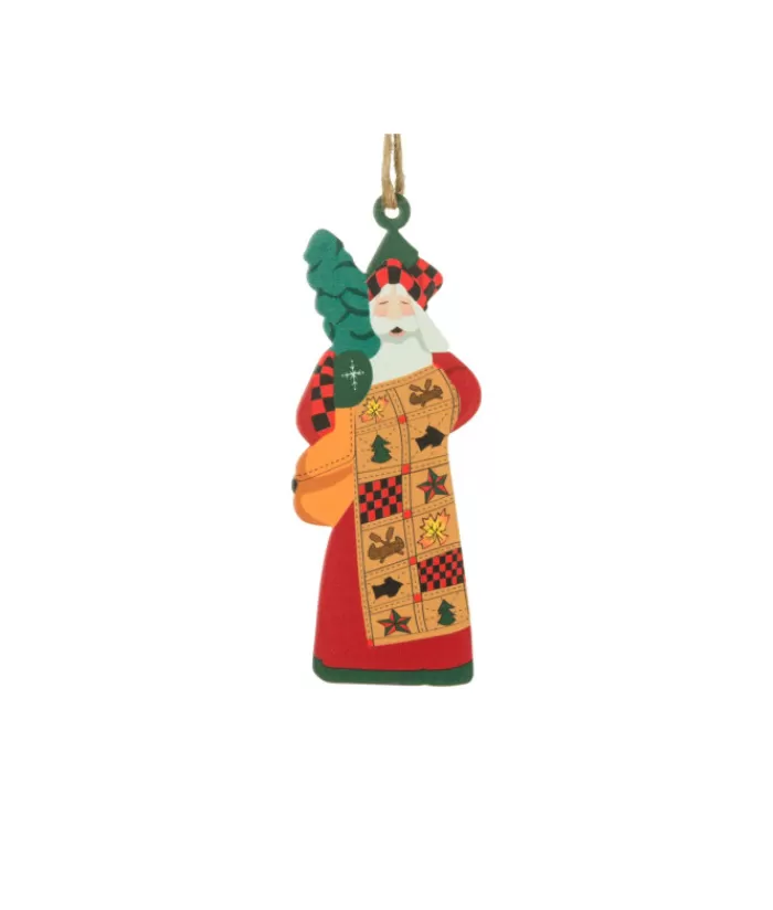 Hot Ornament, Santa With Quilt With Canadian Icons, Souvenir Of Canada Angels & Santas