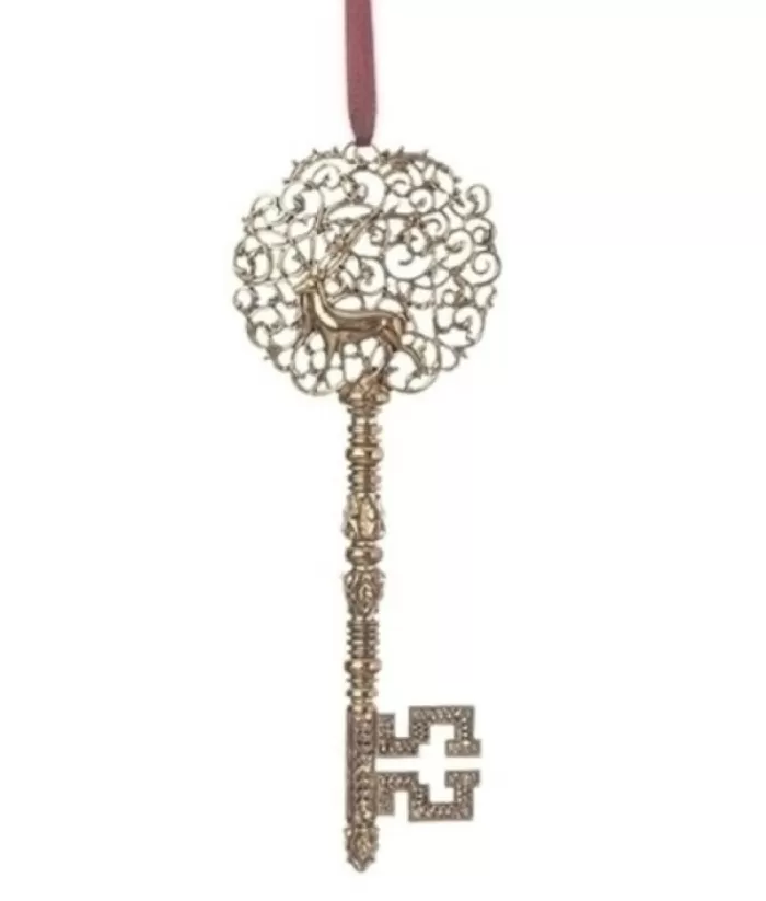 Boutique de Noël Santa'S Workshop*Ornament, Santa'S Key, With Ornate Reindeer Handle, Measures 7 Inches