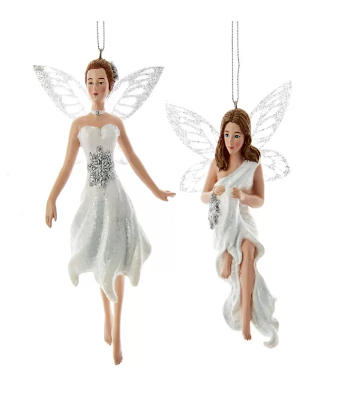 Clearance Ornament, Silver And White Fairy, Barefoot, With Glittering Wings Ballet & Nutcrackers
