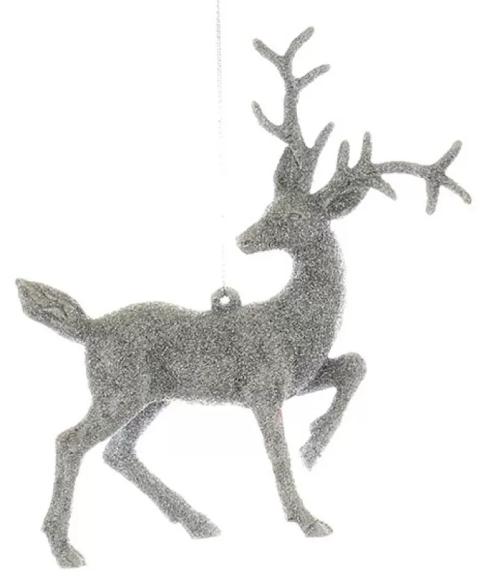 Boutique de Noël Winter Wonderland*Ornament, Silver Frost/Glittered Stag