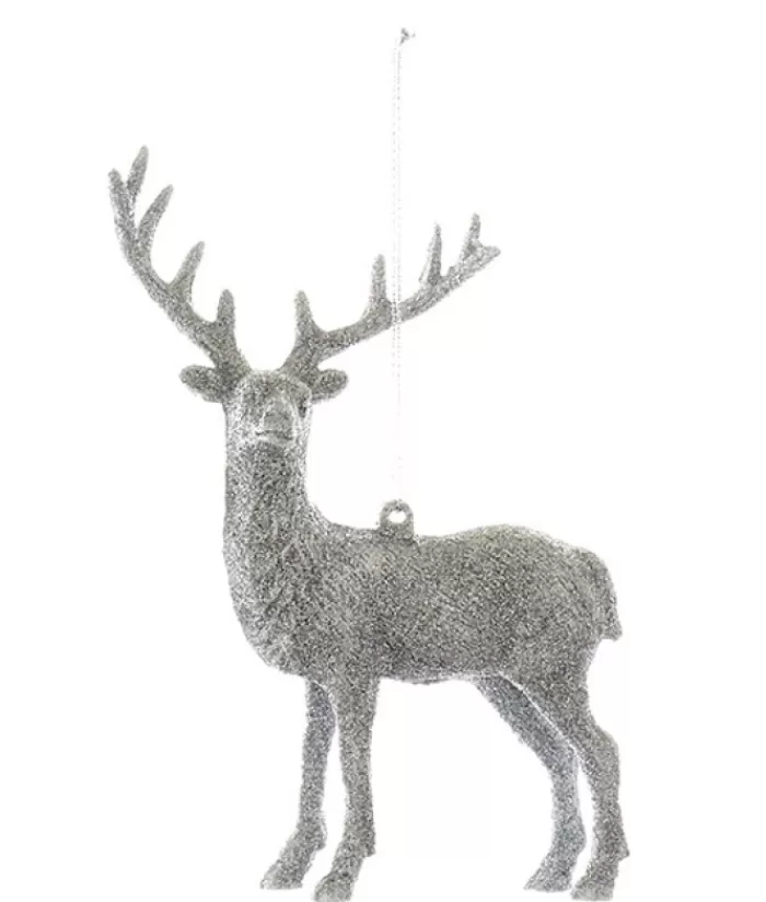 Cheap Ornament, Silver Glittered Majestic Stag Animals