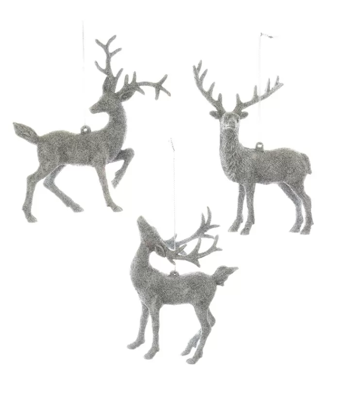 Cheap Ornament, Silver Glittered Stag, With It'S Neck Arched Animals