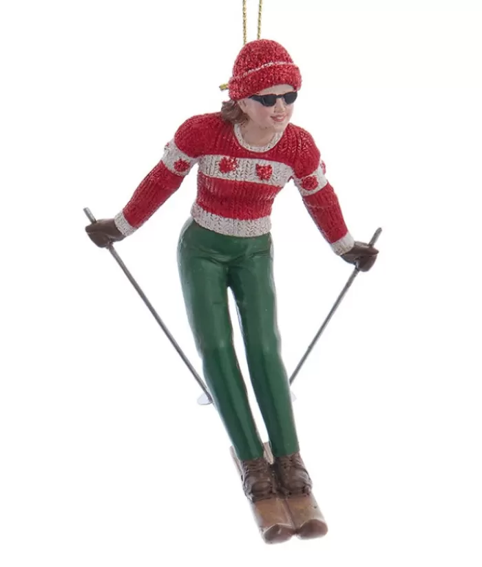 Discount Ornament, Vintage Style Woman Skier Hobbies & Professions