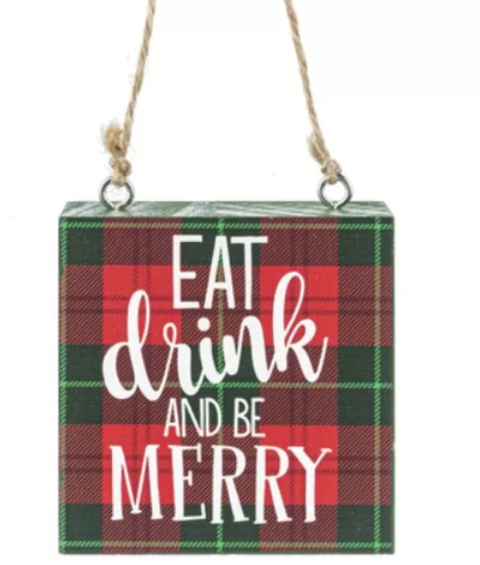 Online Ornament, Wooden Plaque, With Message "Eat, Drink And Be Merry" Foody & Drinks