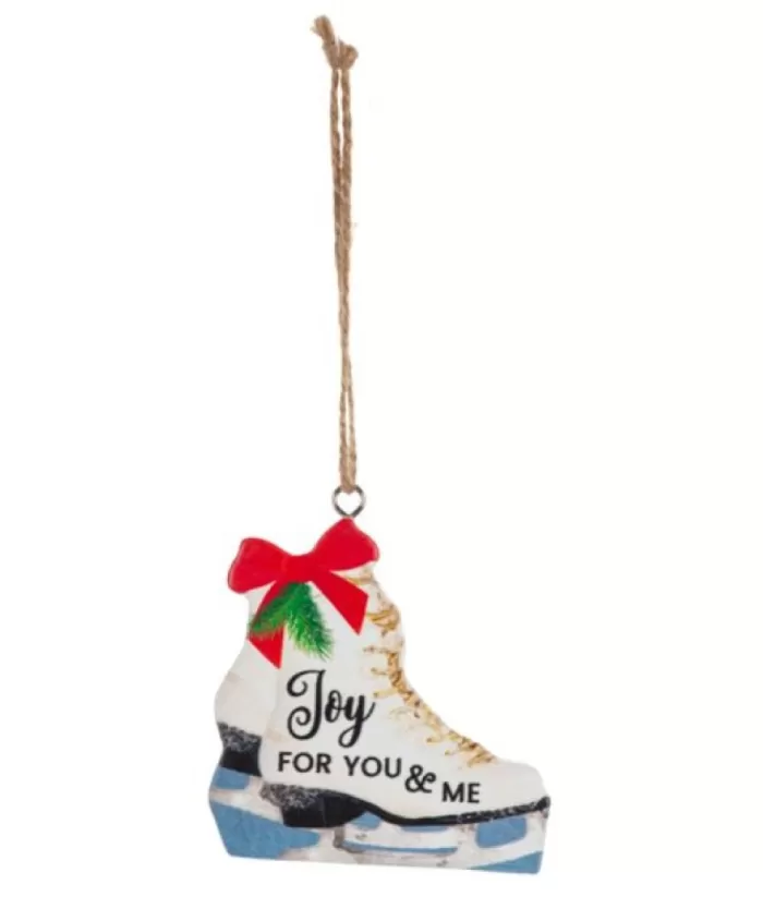 Boutique de Noël Family & Friends*Ornament, Wooden Skate, With Message "Joy, For Me And You"
