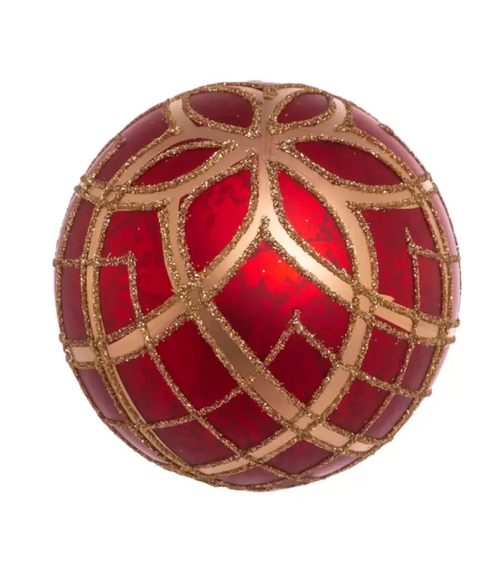Boutique de Noël Christmas Classics*Red And Gold Decorated Glass Balls, 80Mm, 6 Per Box